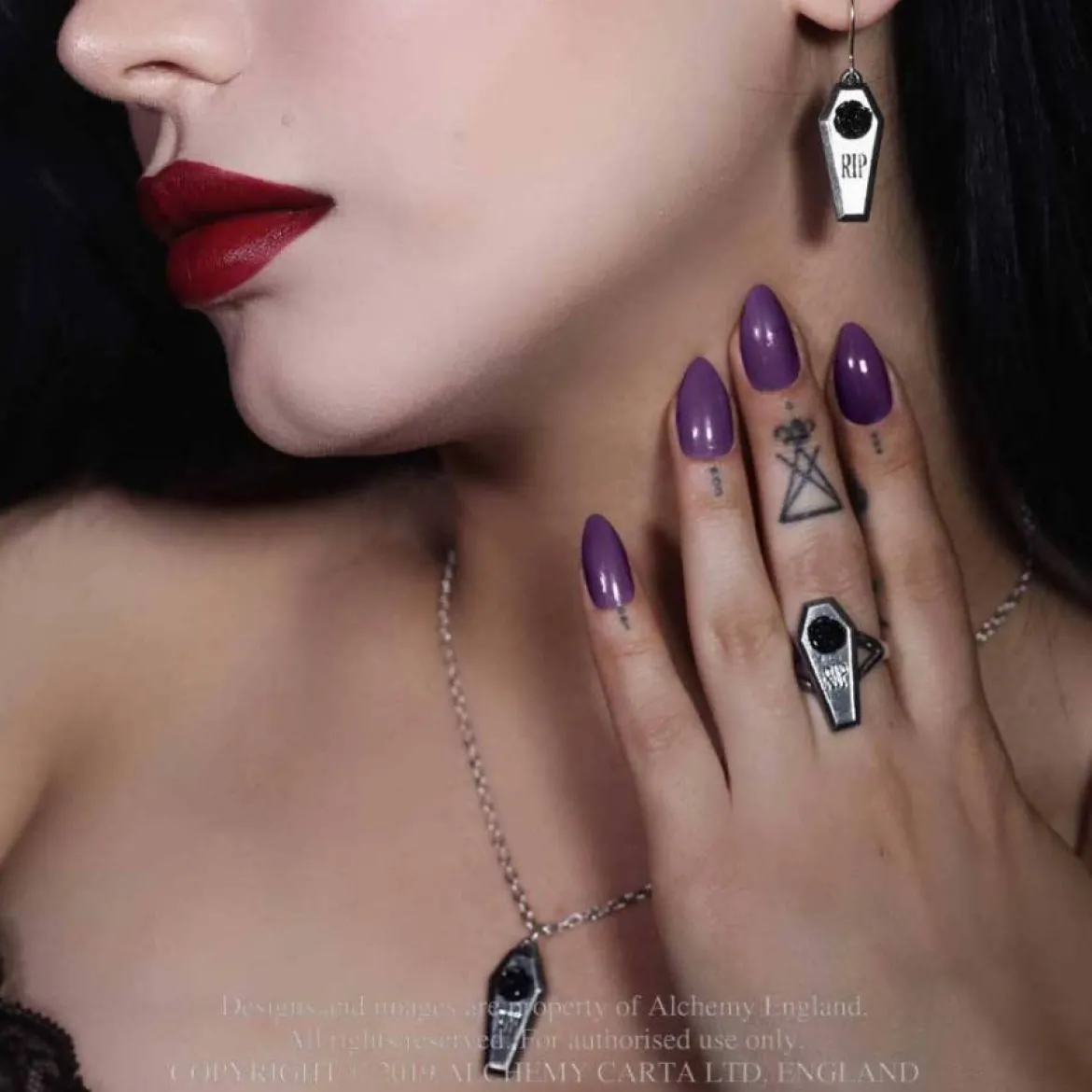 Alchemy Gothic Pewter RIP Rose- Sormus