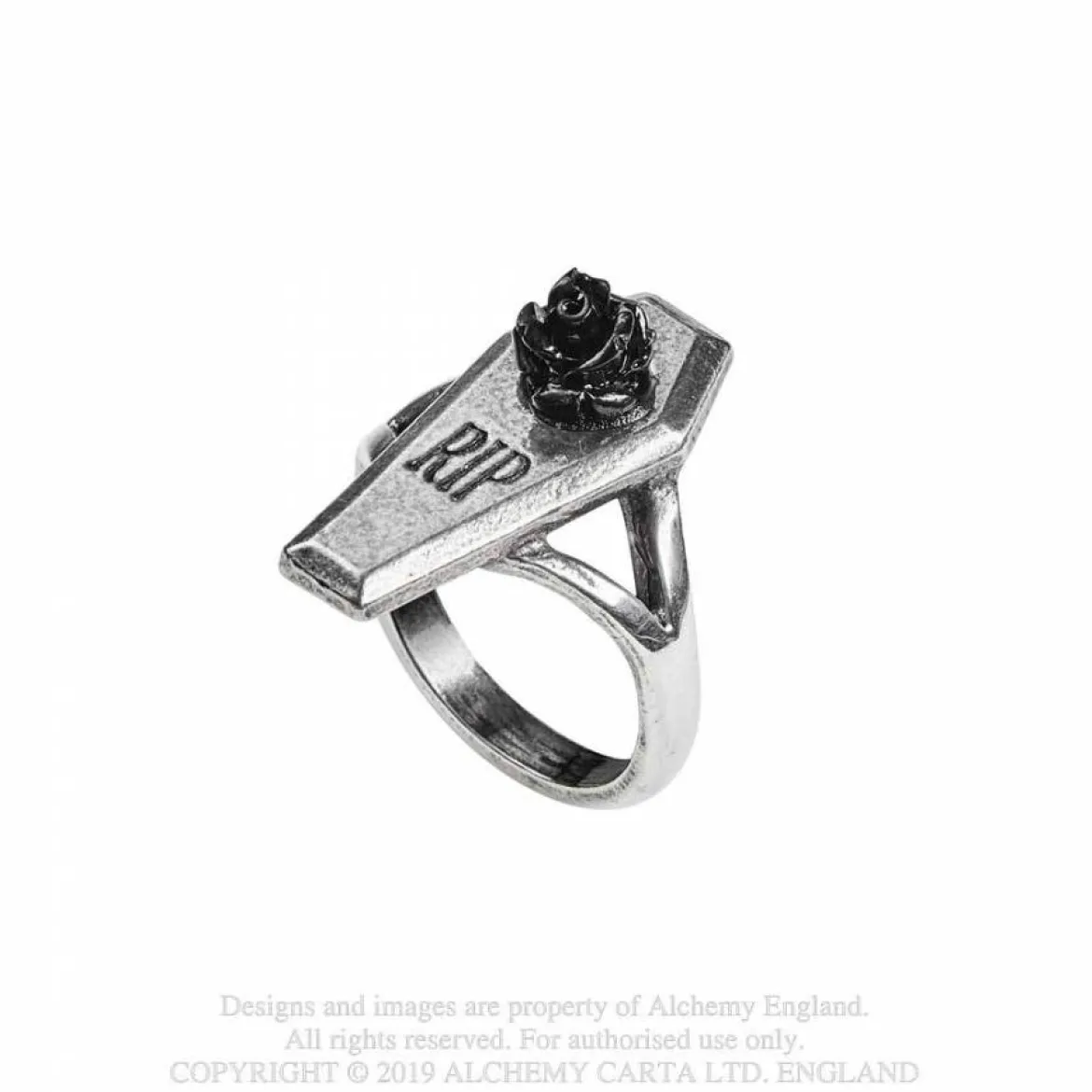 Alchemy Gothic Pewter RIP Rose- Sormus