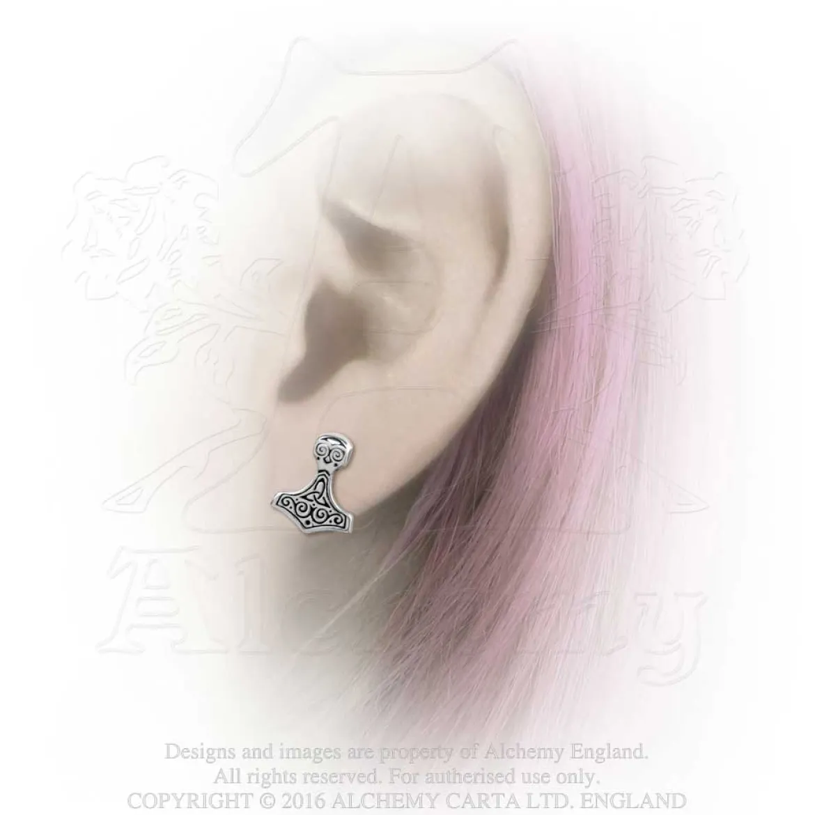 Alchemy Gothic Thor Hammer Studs - Korvakorut