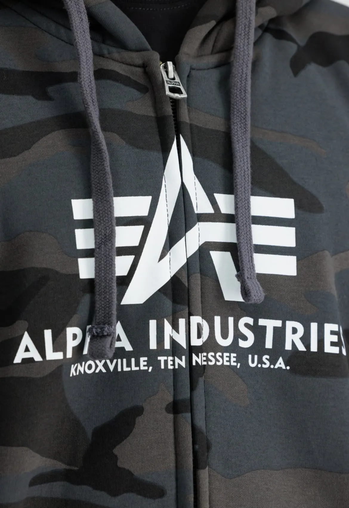 Alpha Industries Basic Zip Camo - Vetoketjuhuppari, black camo