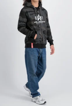 Alpha Industries Basic Zip Camo - Vetoketjuhuppari, black camo