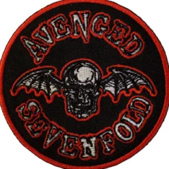 Avenged Sevenfold: Deathbat orange border - Kangasmerkki