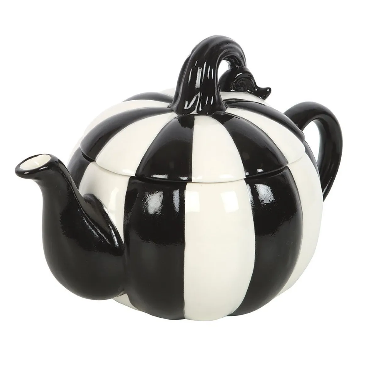 Black and White Striped Pumpkin - Teekannu