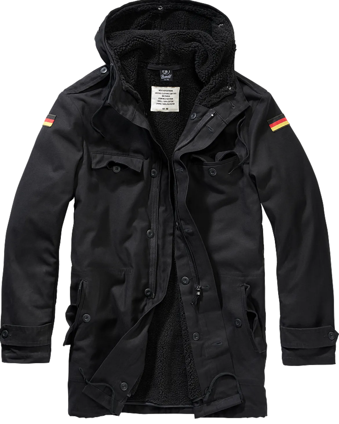 Brandit BW Parka Flag - Parkatakki, musta