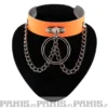Bullet 69- Choker, Ring and chain Fluorescent Patent Orange