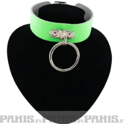 Bullet 69- Choker, 2 row medium ring, Fluorescent Patent Green