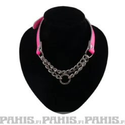 Bullet 69Double Hanging Chain - Choker, Fluorescent Patent Pink