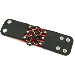 Bullet69 Double layer 3 small rings - Nahkaranneke, musta