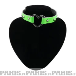Bullet 69Row Conical with Heart - Choker, Fluorescent Patent Green