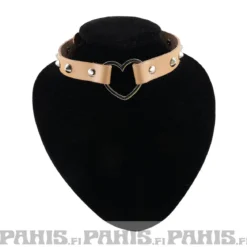 Bullet 69Row Conical with Heart - Choker, Beige
