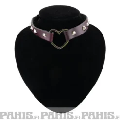 Bullet 69Row Conical with Heart - Choker, Burgundy