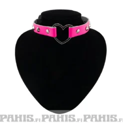 Bullet 69Row Conical with Heart - Choker, Fluorescent Pink