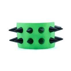Bullet69 2 Row Small Black Cone Spike - Niittiranneke, fluorescent green