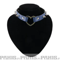 Bullet 69Row Spike with Heart - Choker, Blue