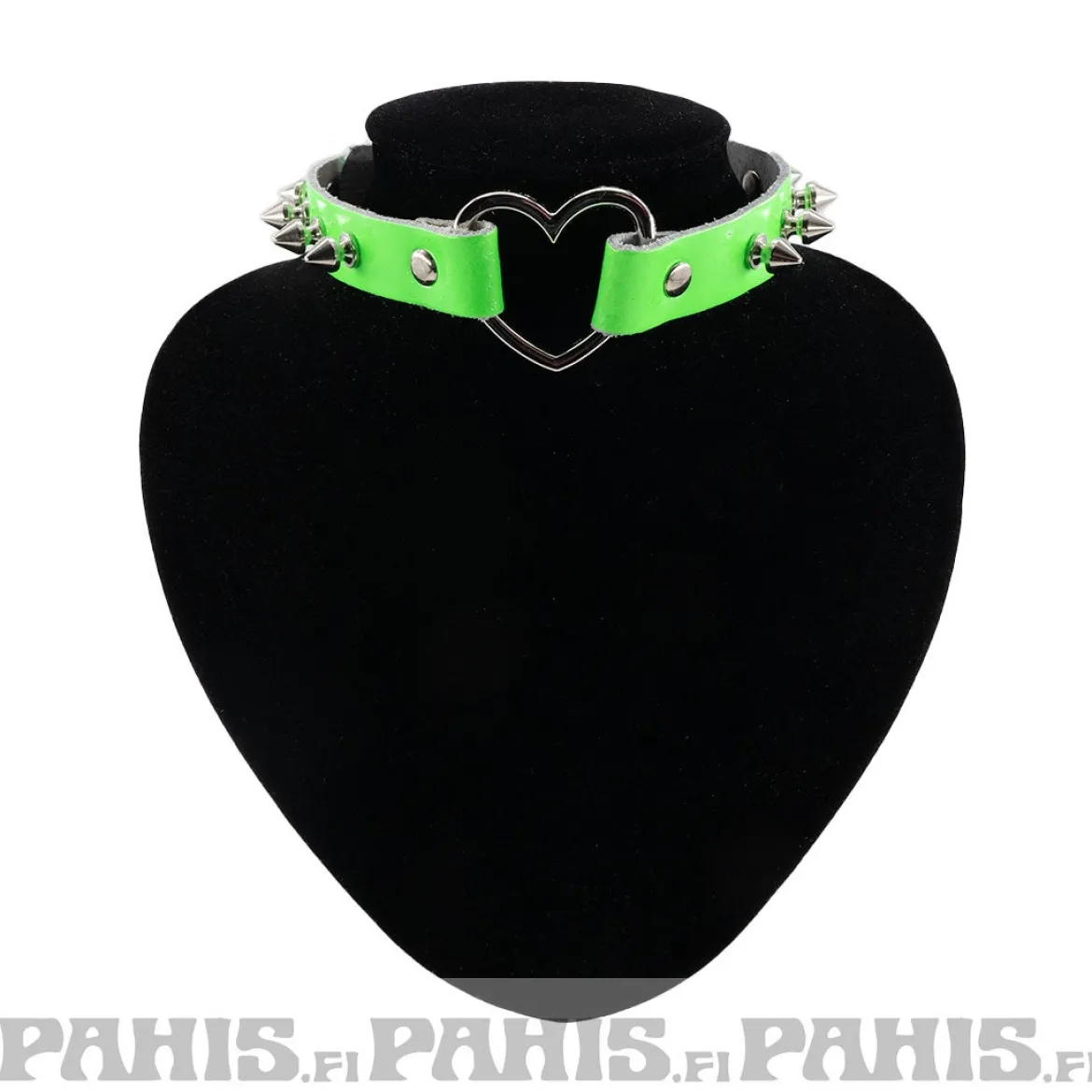 Bullet 69Row Spike with Heart - Choker,Fluorescent Patent Green