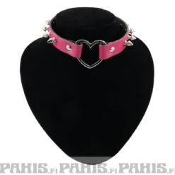 Bullet 69Row Spike with Heart - Choker,Fuscia