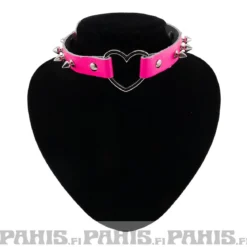 Bullet 69Row Spike with Heart - Choker,Fluorescent Pink