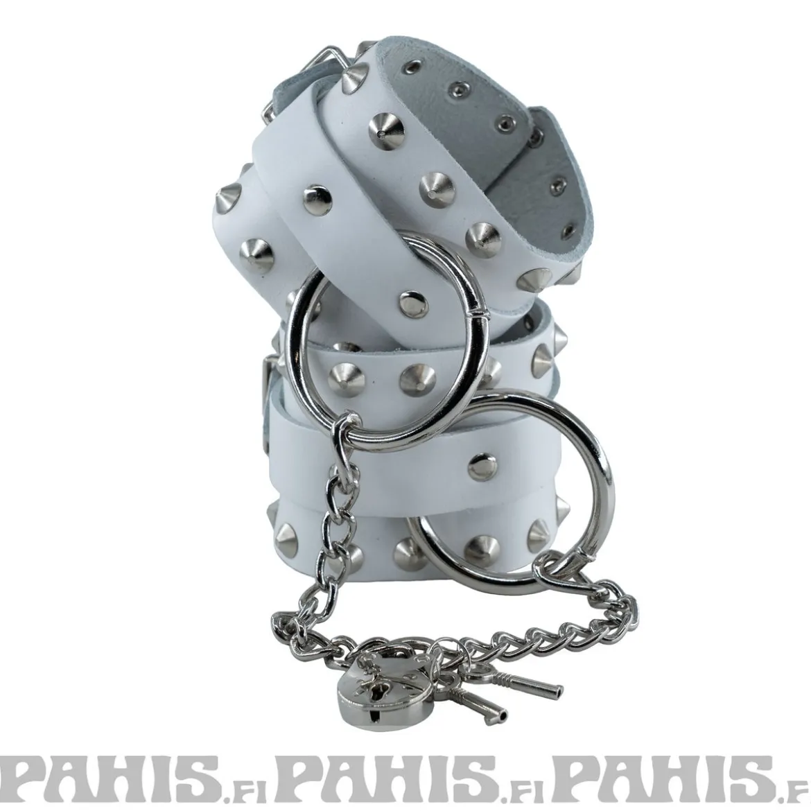Bullet69 2 row with key chain and padlock - Käsiraudat, white