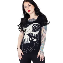 Cupcake Cult Midnight Kitty - Lady fit T-paita