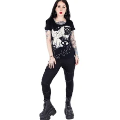 Cupcake Cult Midnight Kitty - Lady fit T-paita