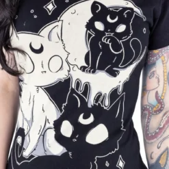 Cupcake Cult Midnight Kitty - Lady fit T-paita