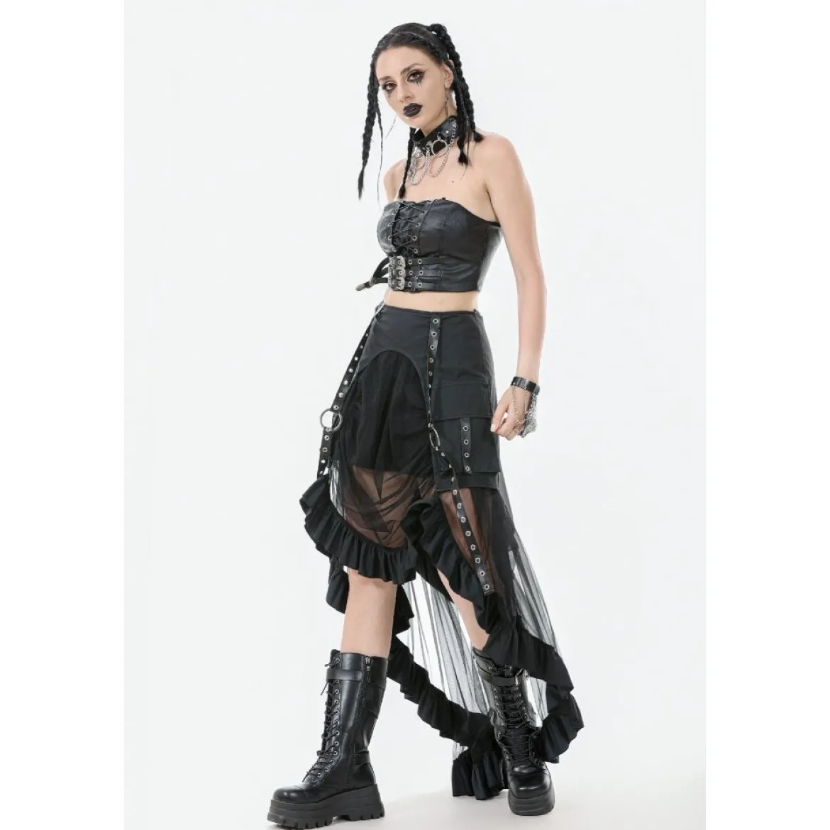 Dark in Love Beltet PU Corset - Toppi