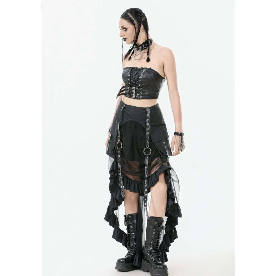 Dark in Love Beltet PU Corset - Toppi