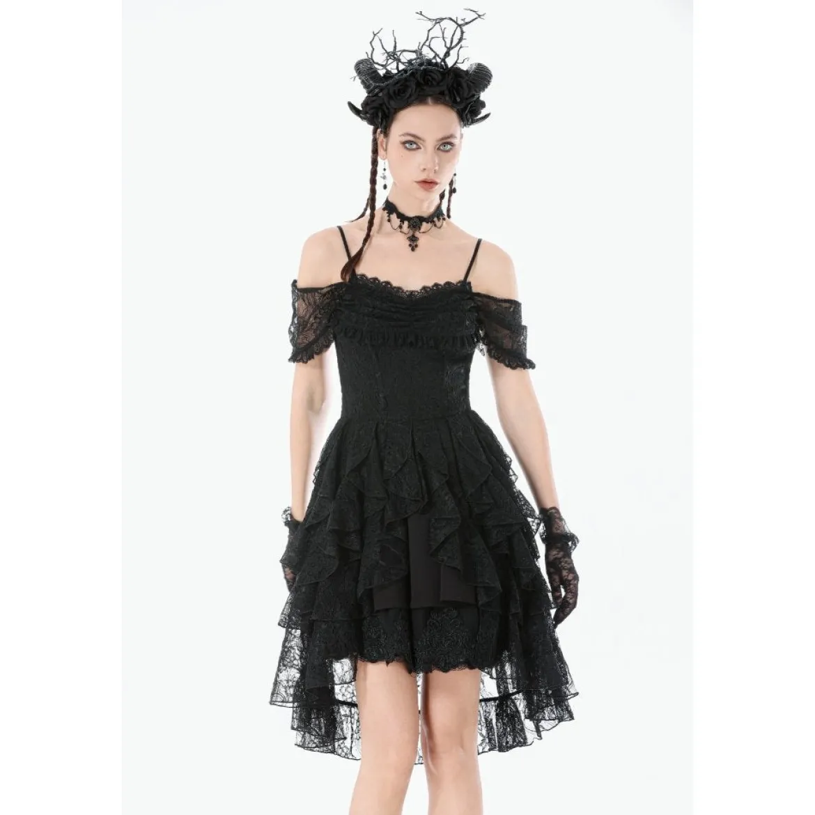 Dark In Love Gothic Lace Layered High-low - Mekko
