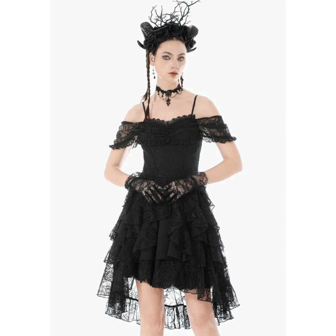 Dark In Love Gothic Lace Layered High-low - Mekko