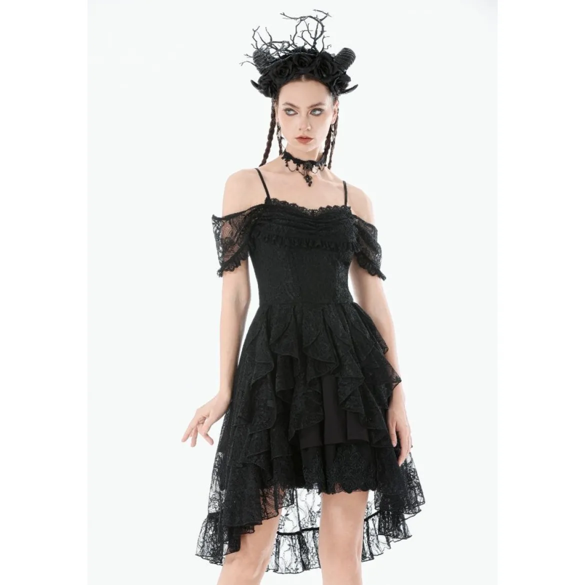 Dark In Love Gothic Lace Layered High-low - Mekko