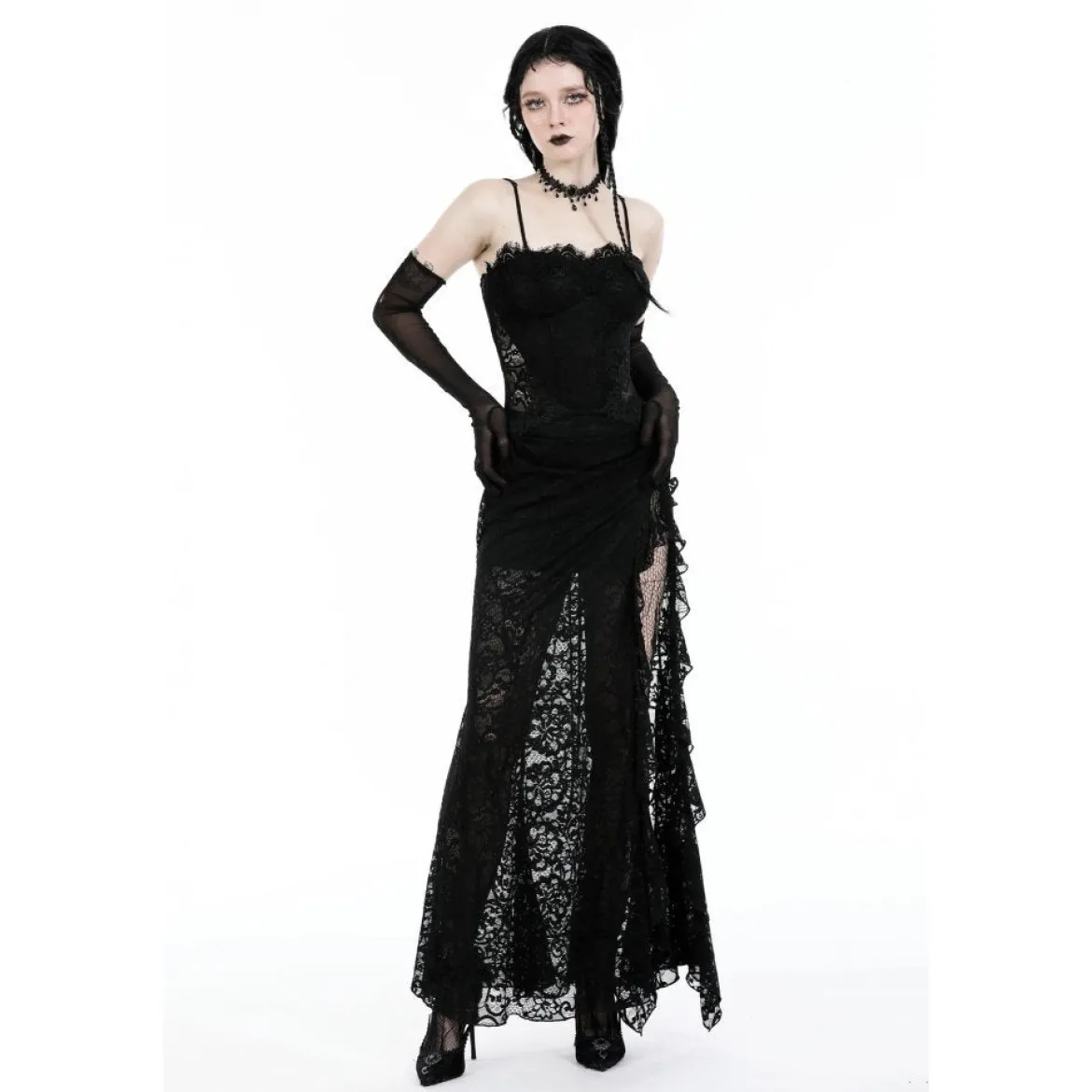 Dark In Love Gothic Lace See-trough waist - Mekko