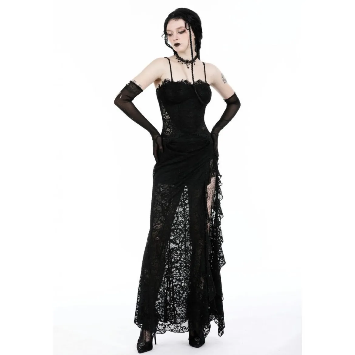 Dark In Love Gothic Lace See-trough waist - Mekko