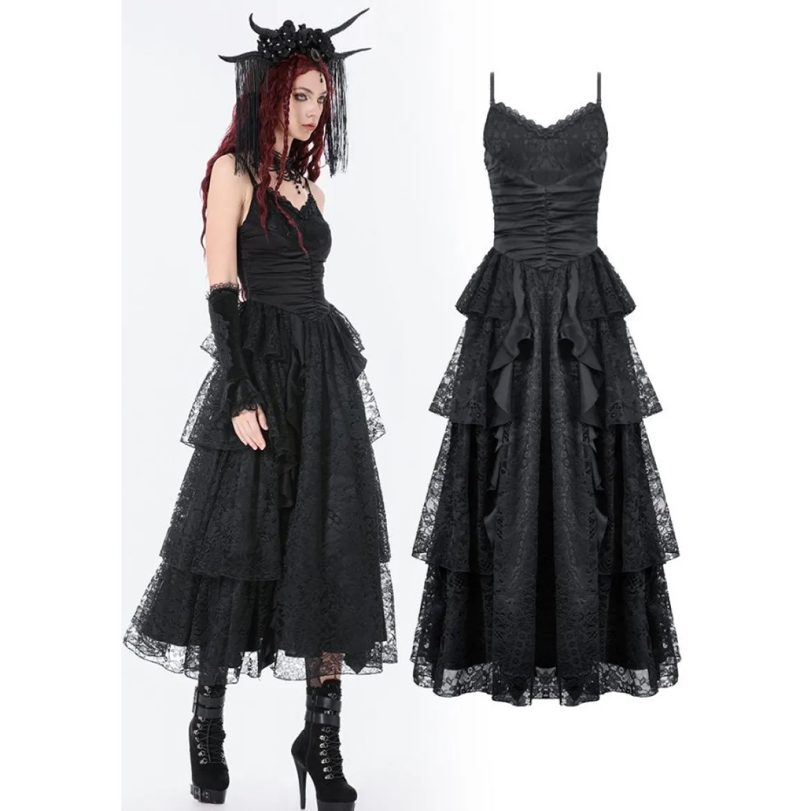 Dark In Love Gothic Satin Lace - Mekko