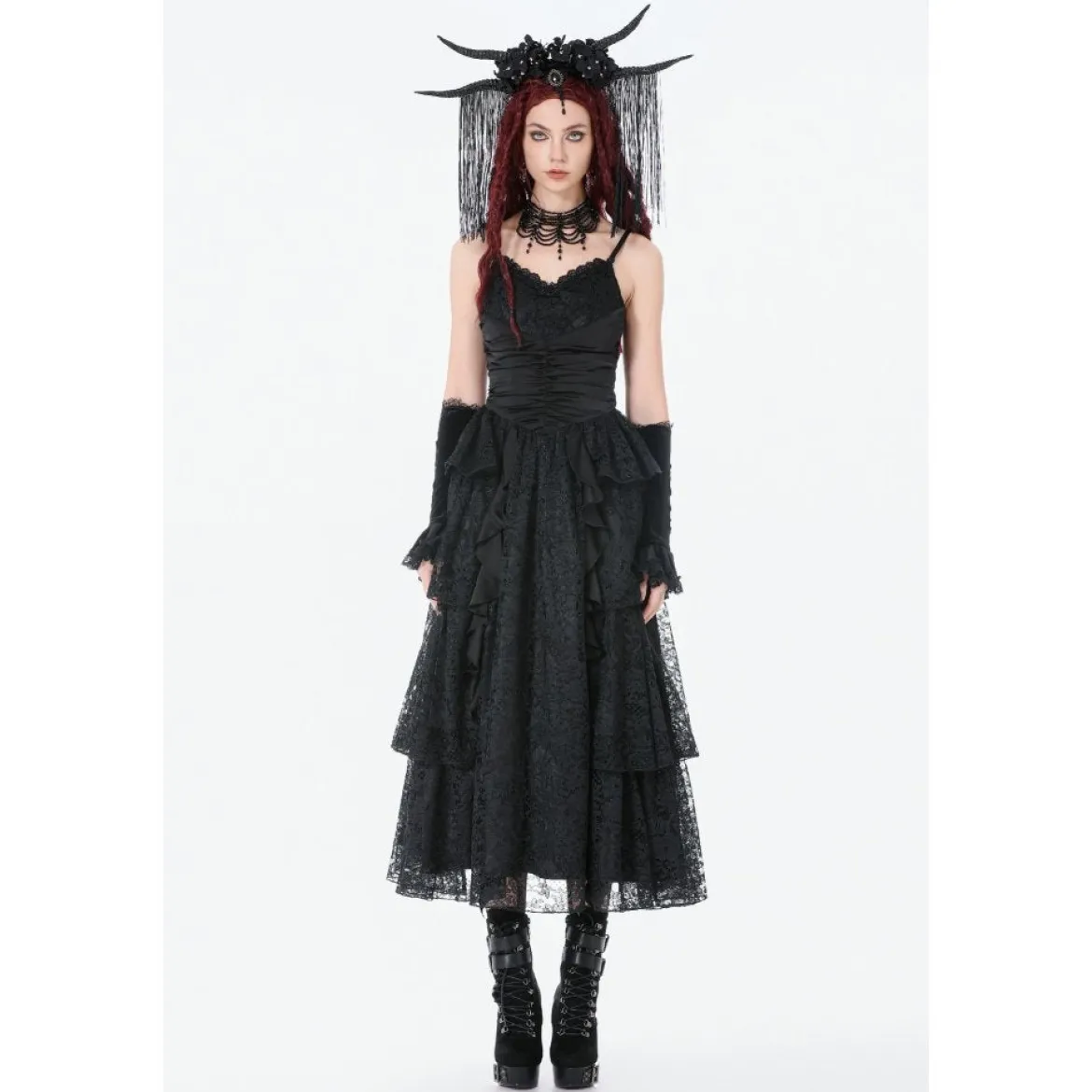 Dark In Love Gothic Satin Lace - Mekko