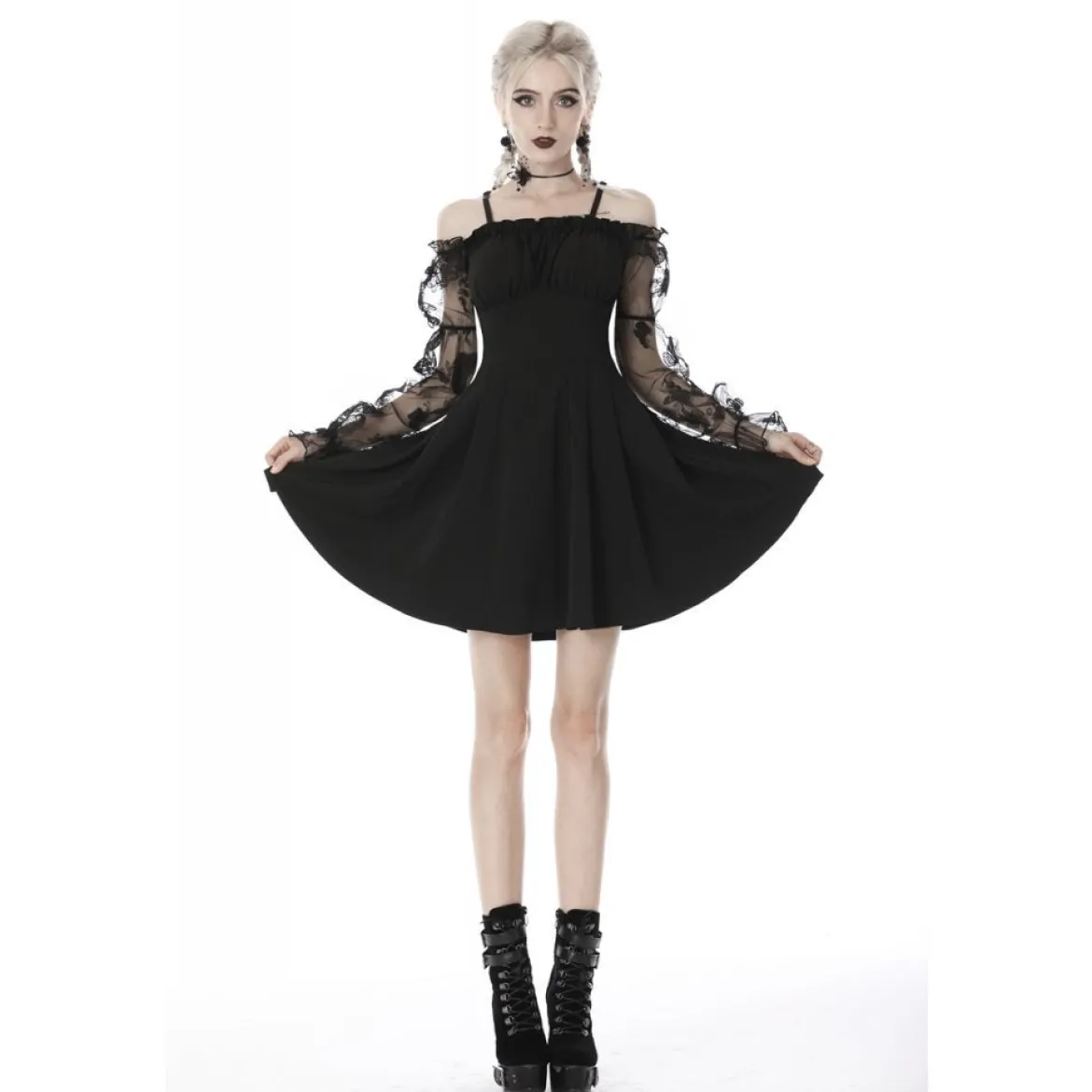 Dark In Love Off Shoulder Lace Sleeves - Mekko