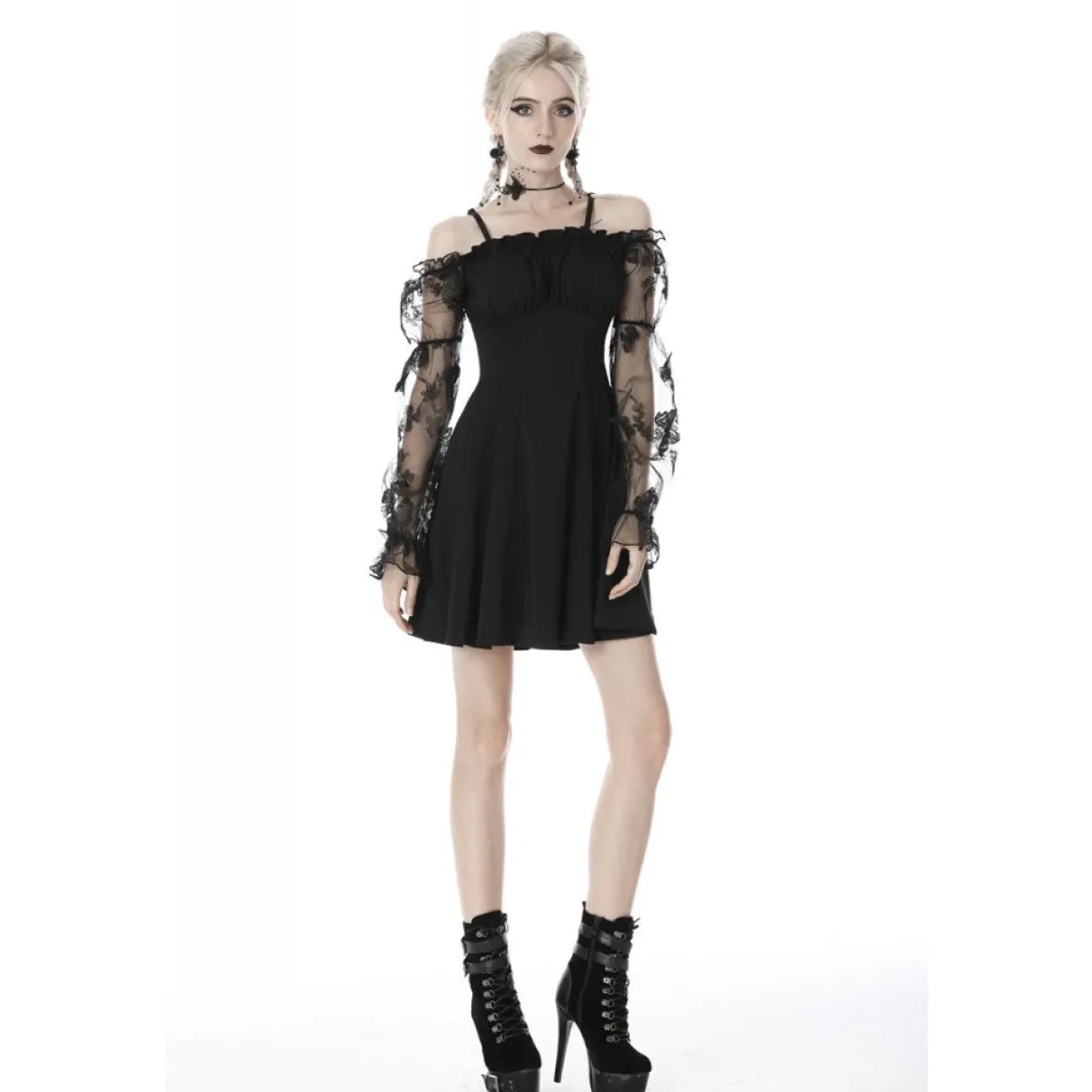 Dark In Love Off Shoulder Lace Sleeves - Mekko