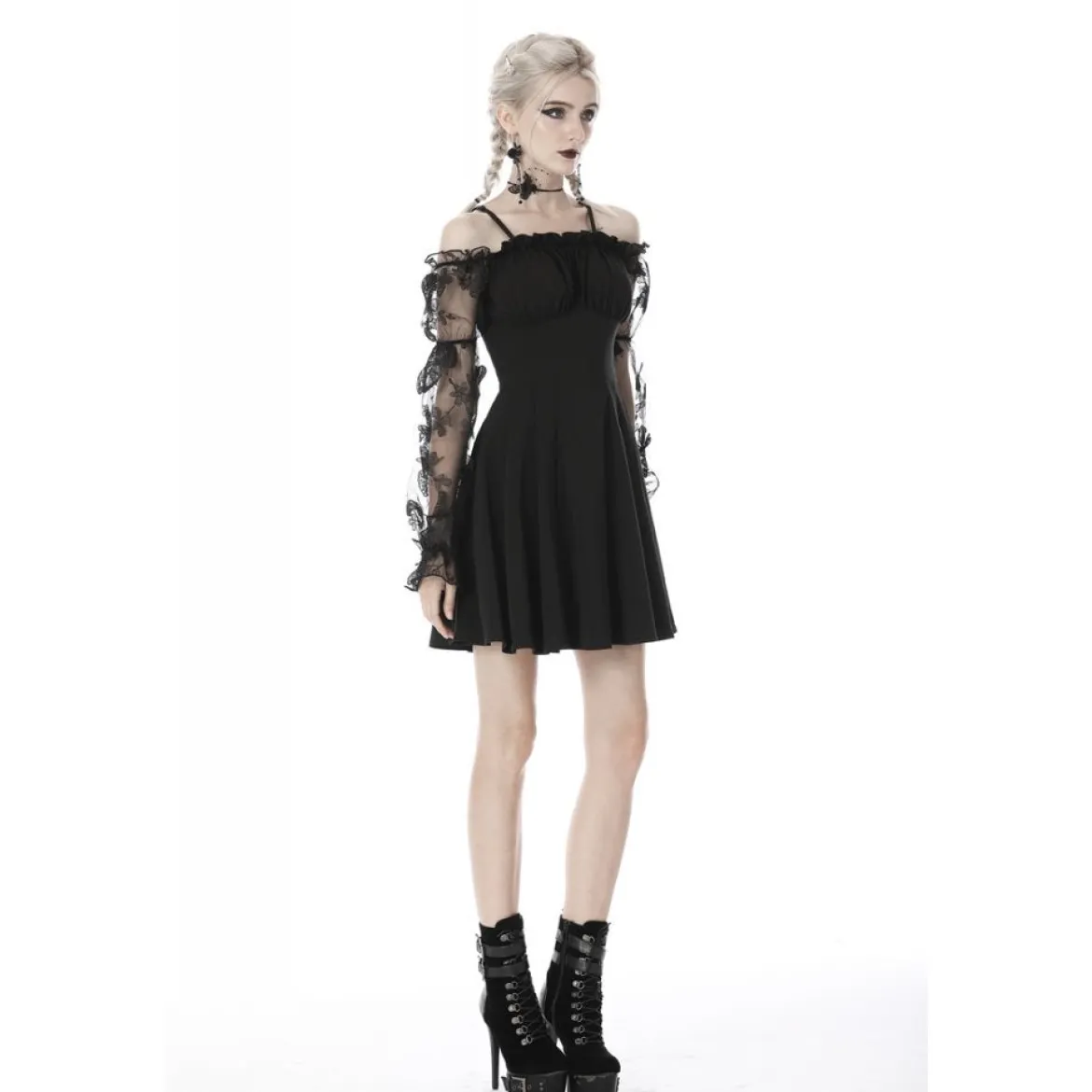 Dark In Love Off Shoulder Lace Sleeves - Mekko