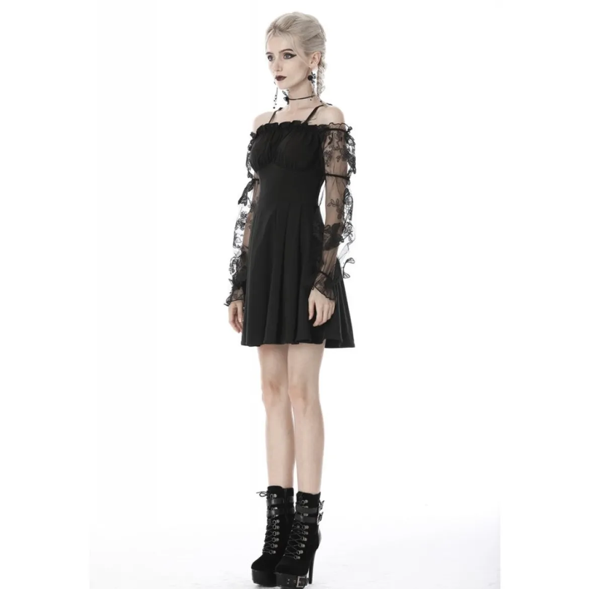 Dark In Love Off Shoulder Lace Sleeves - Mekko