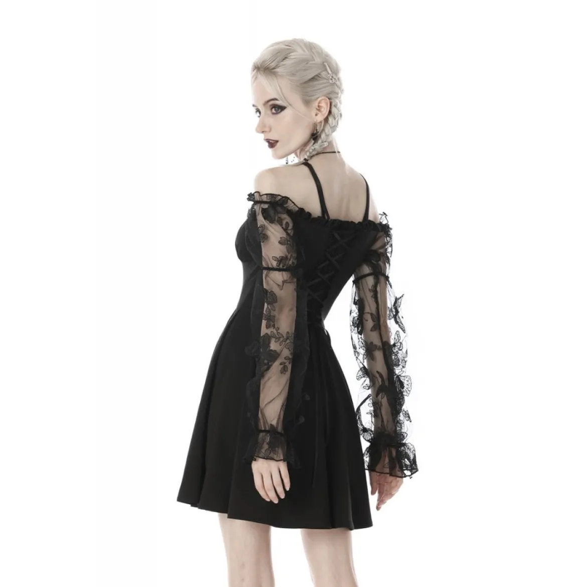 Dark In Love Off Shoulder Lace Sleeves - Mekko