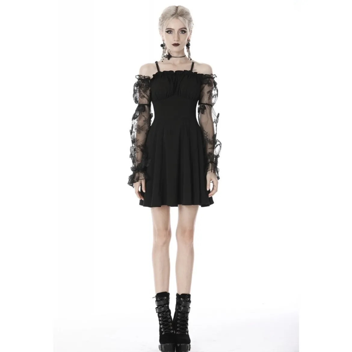 Dark In Love Off Shoulder Lace Sleeves - Mekko