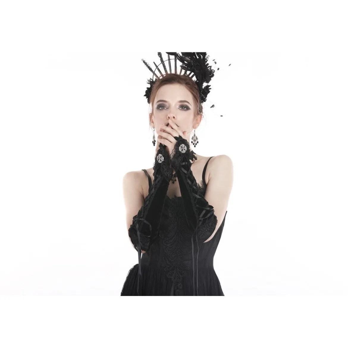 Dark In Love Velvet Lace Up - Käsineet