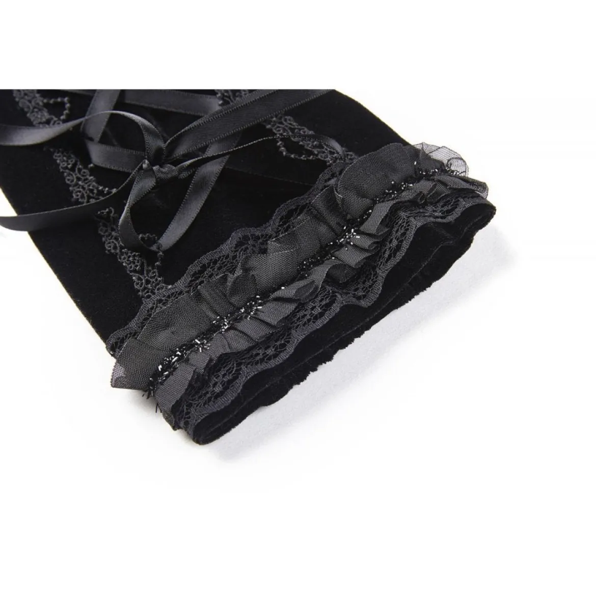 Dark In Love Velvet Lace Up - Käsineet
