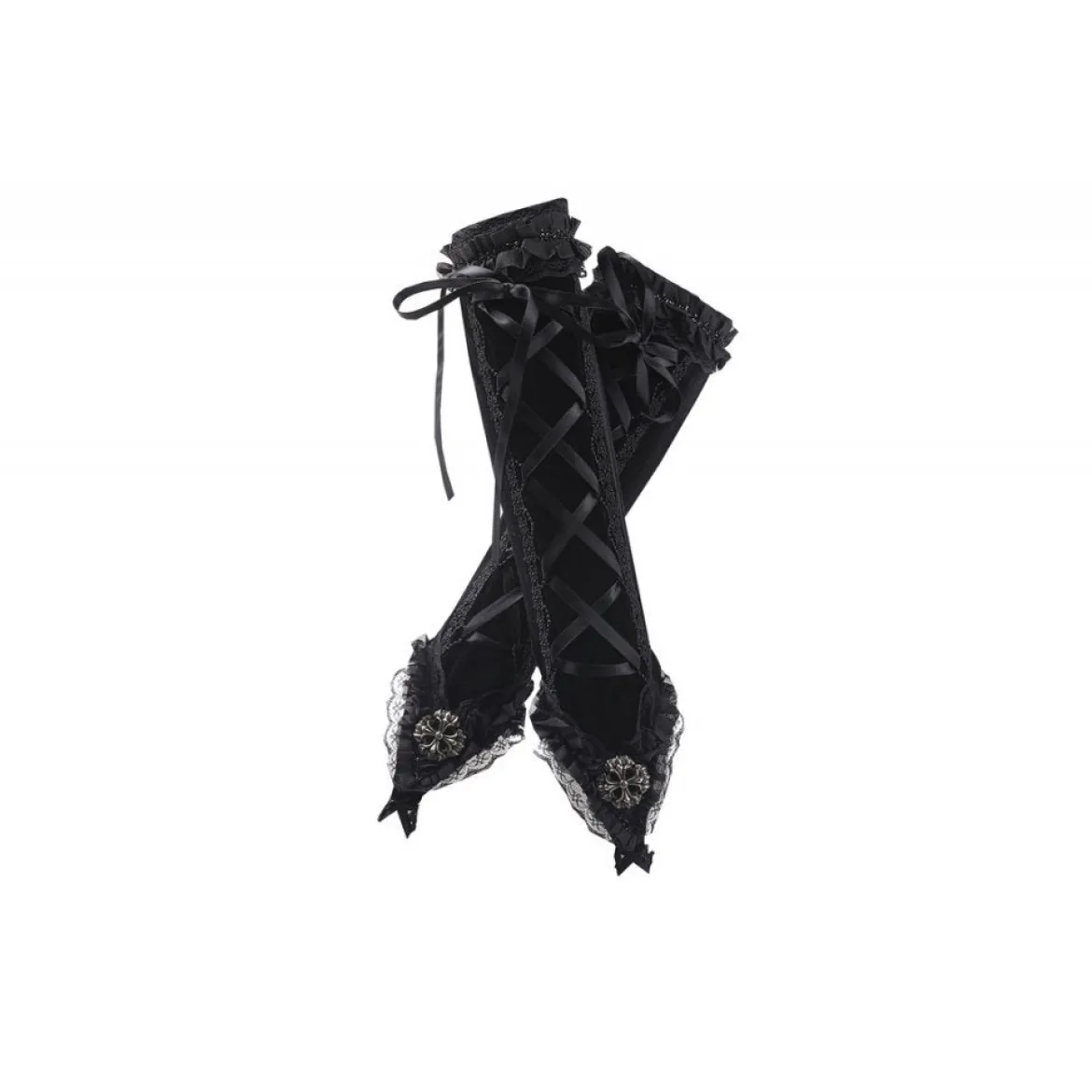 Dark In Love Velvet Lace Up - Käsineet