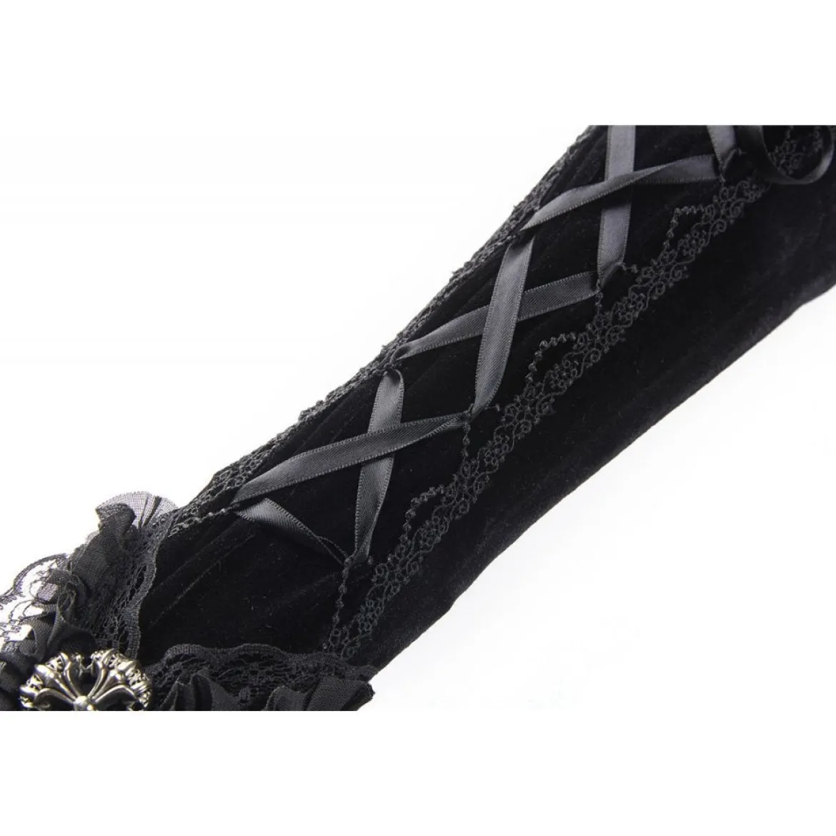 Dark In Love Velvet Lace Up - Käsineet