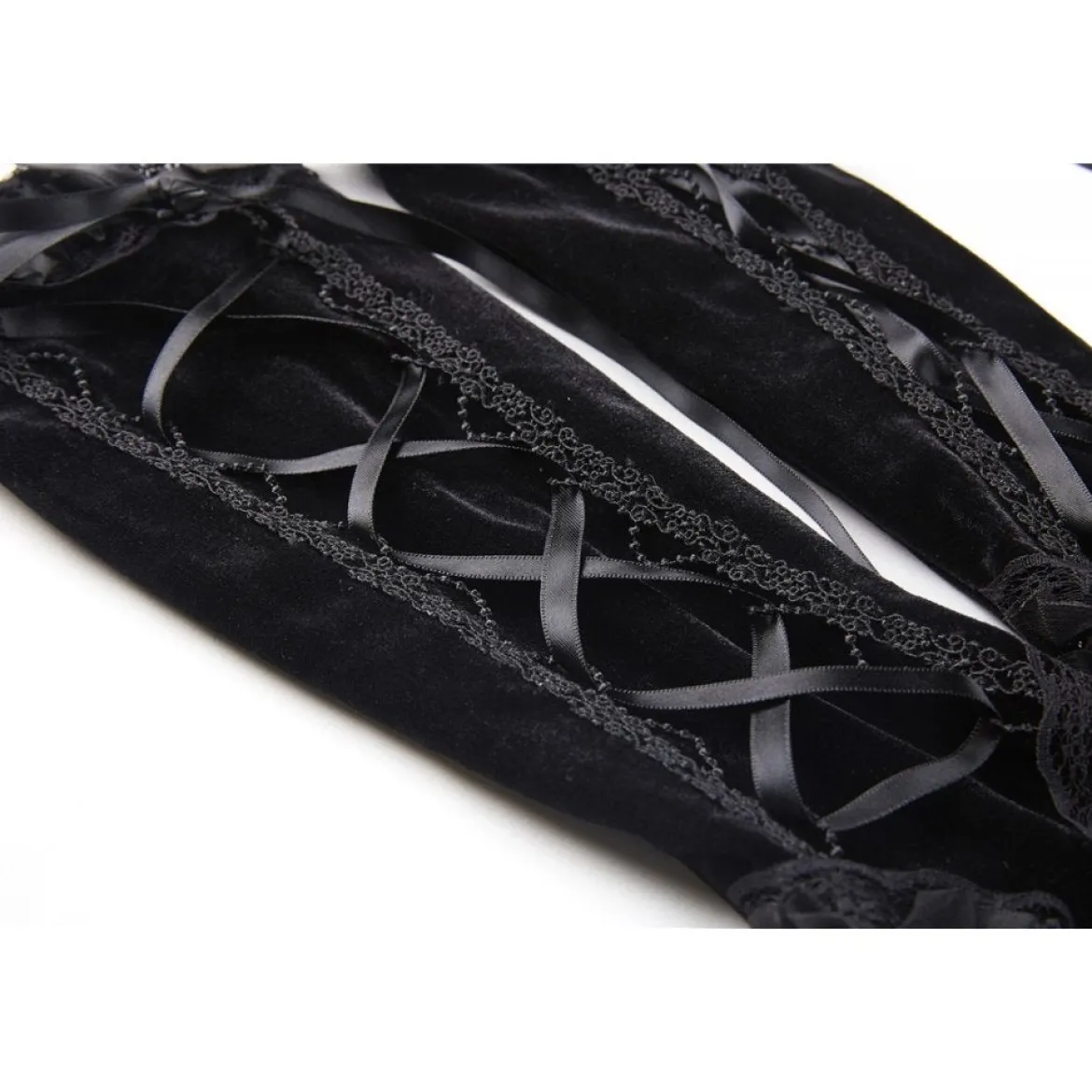 Dark In Love Velvet Lace Up - Käsineet