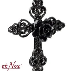 etNox Black Rose Cross - Kaulakoru