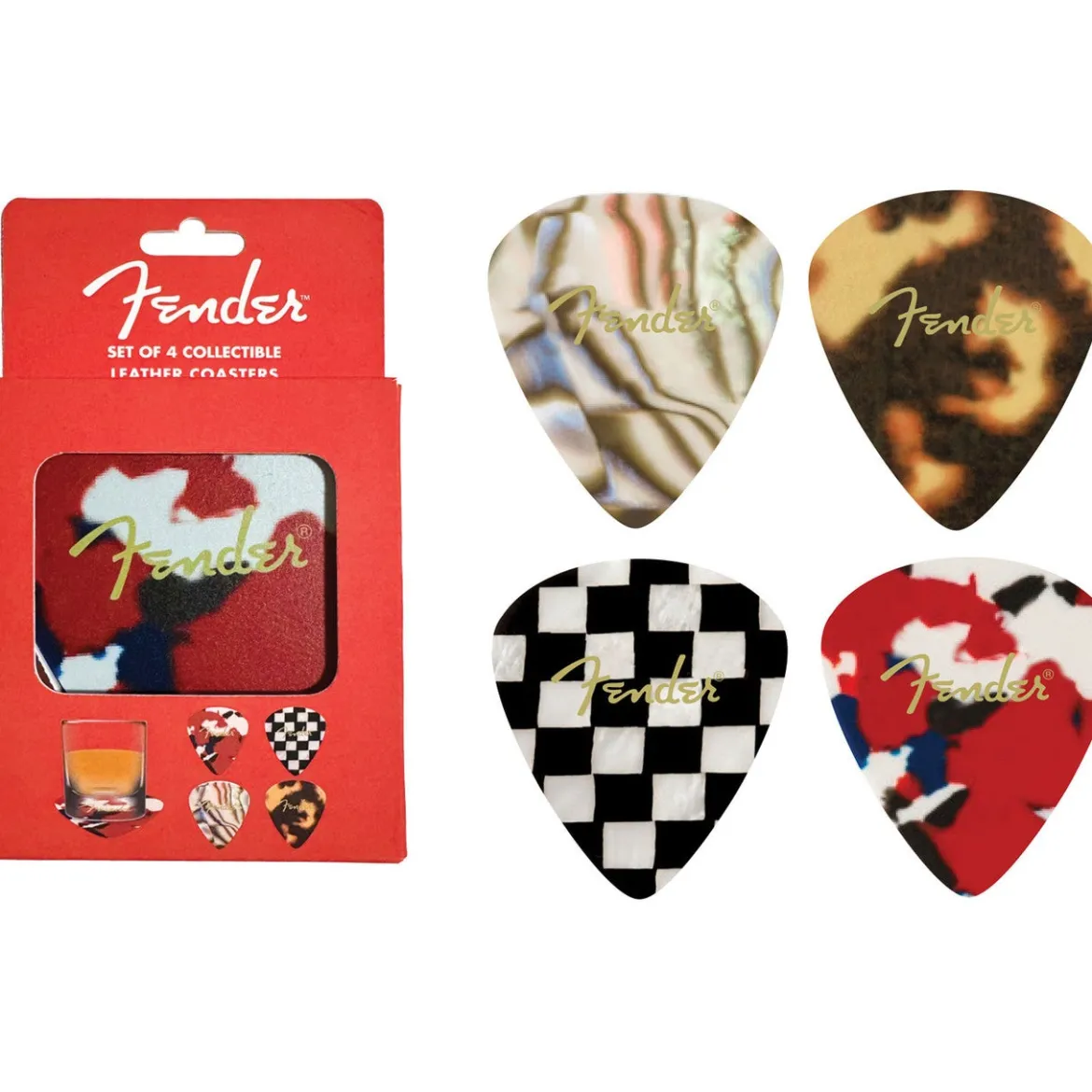 Fender: Patterns - Lasinaluset 4 kpl, nahkaa