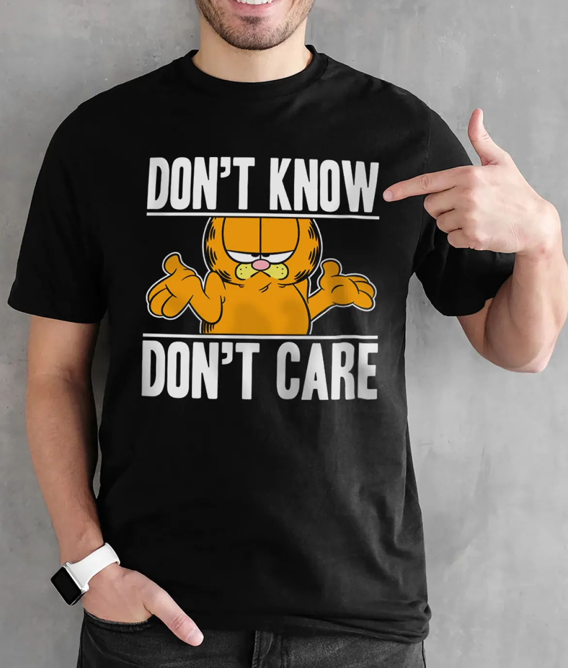 Garfield Don't Know - Don't Care - t-paita, musta