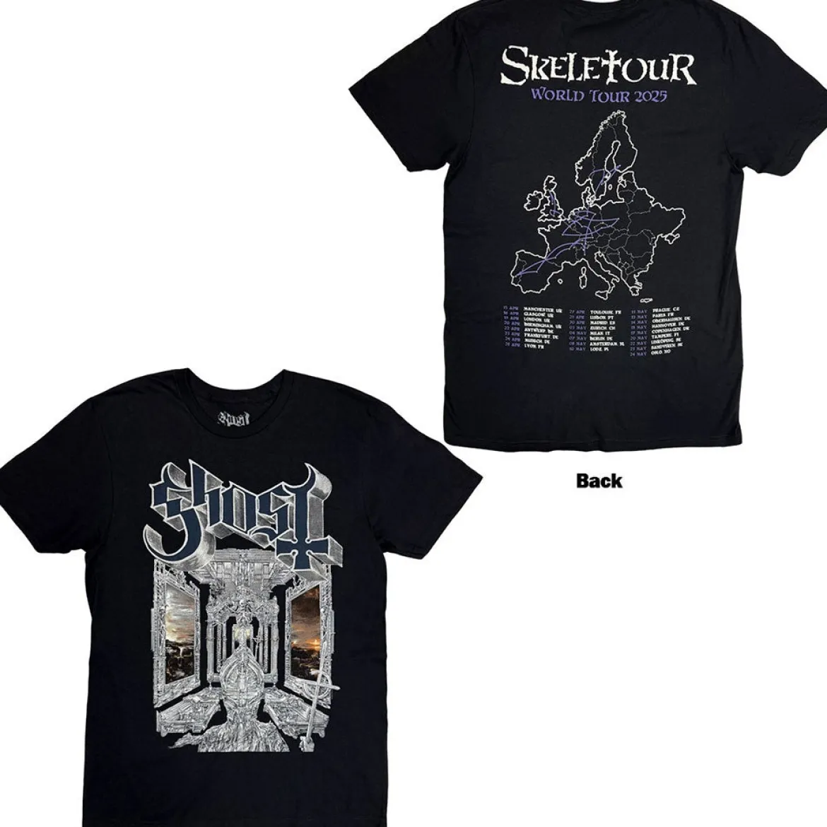 Ghost: Skeleta Album Cover '25 Tour Dates - T-paita