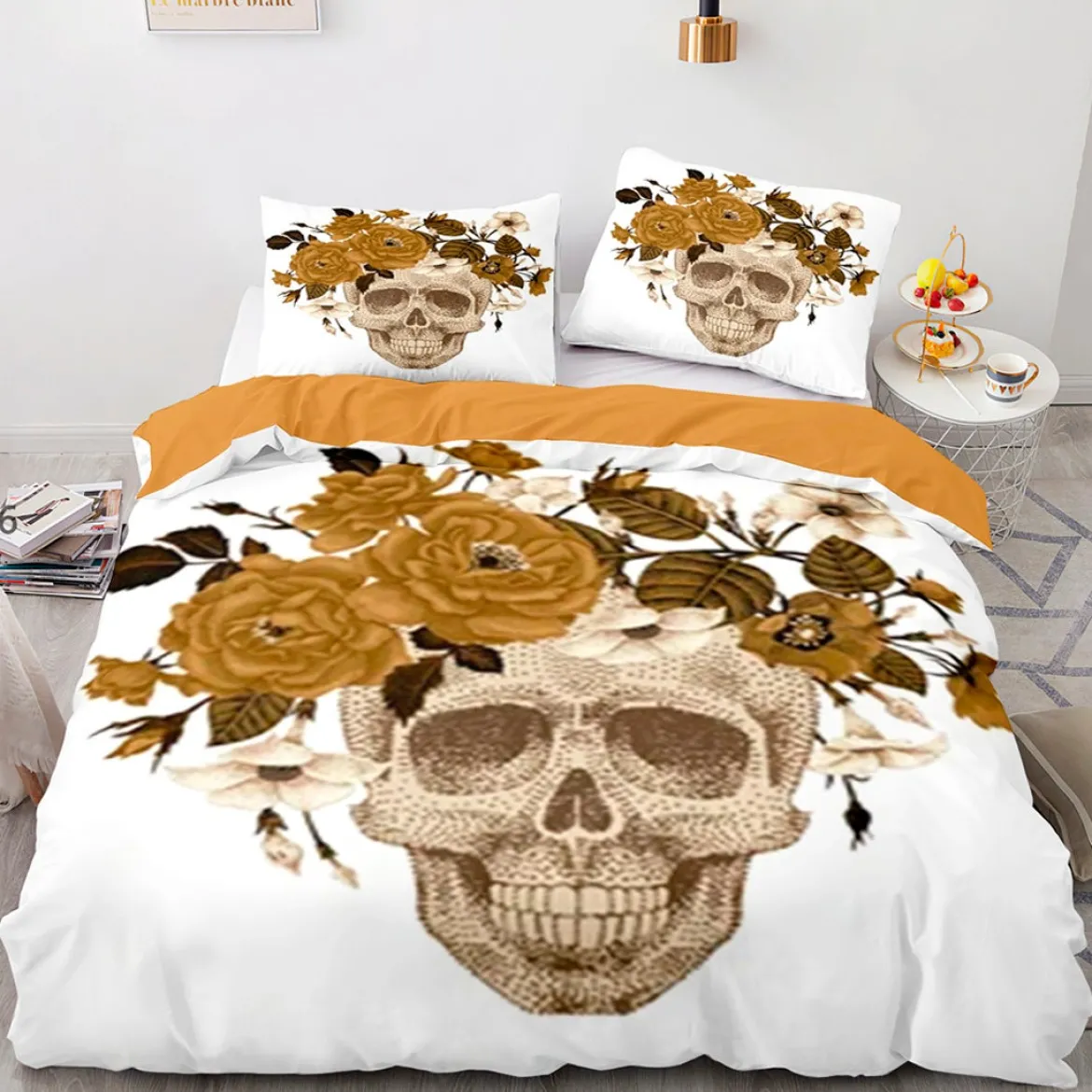 Gold skull - Pussilakana + tyynyliina
